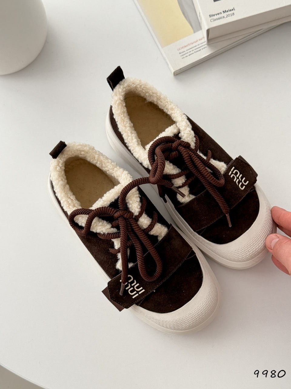 Жіночі зимові кеди, Зимові автроледі кеди коричневого кольору, Зимові замшеві кеди, фото 1