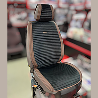 Універсальні накидки на сидіння автомобіля, модель Monaco Чорні коричневий кант (комплект на передні сидіння)