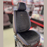 Універсальні накидки на сидіння автомобіля, модель Monaco Чорні синій кант (комплект на передні сидіння)