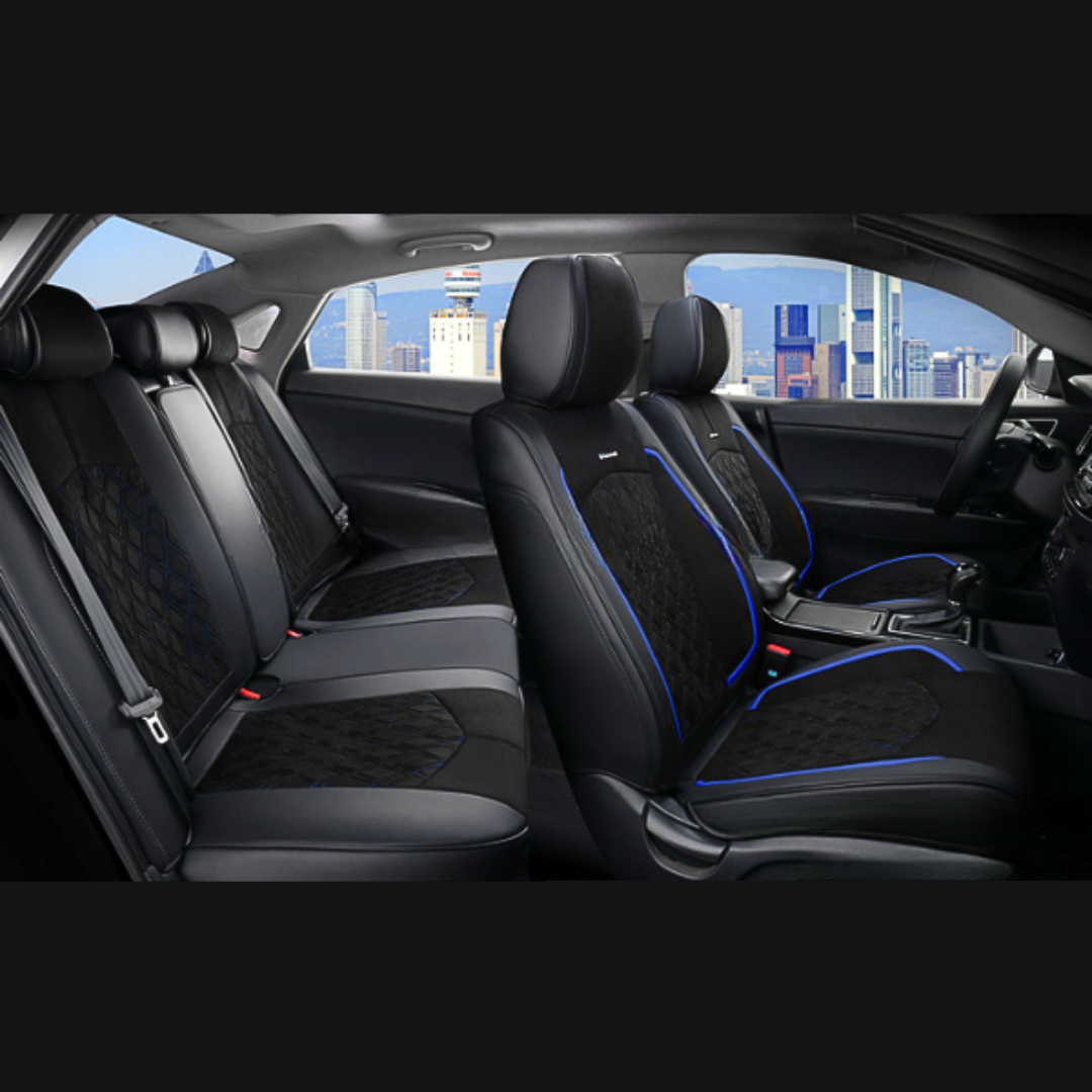 Універсальні автомобільні чохли на сидіння автомобіля, модель Diamond Чорні (комплект на передні та задні сидіння), фото 1