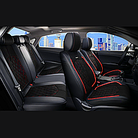 Універсальні автомобільні чохли на сидіння автомобіля, модель Diamond Чорні (комплект на передні та задні сидіння)