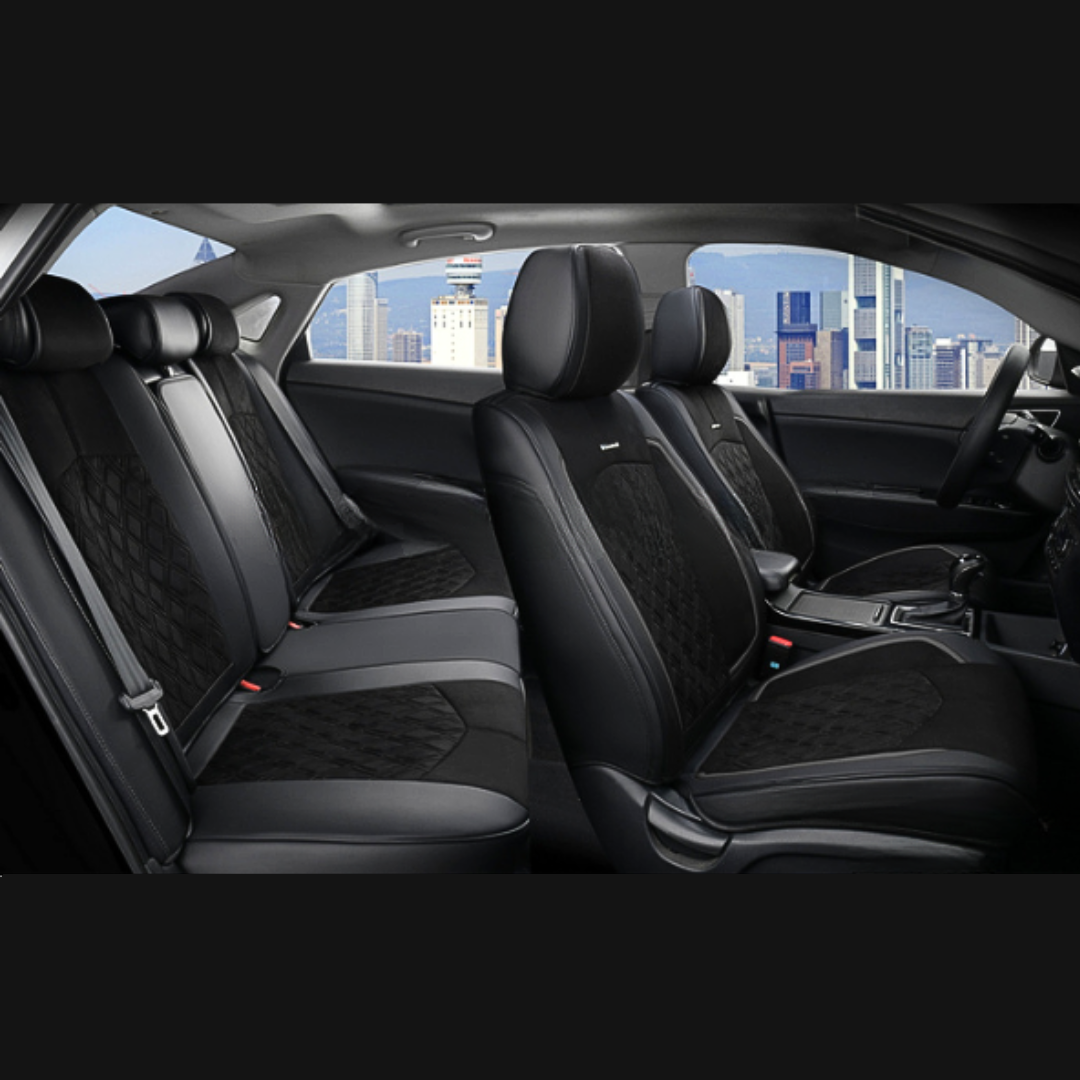 Універсальні автомобільні чохли на сидіння автомобіля, модель Diamond Чорні (комплект на передні та задні сидіння), фото 1
