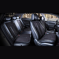Універсальні каркасні накидки 3D на сидіння автомобіля, модель Stalker Чорні (комплект на передні та задні сидіння)