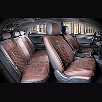Універсальні каркасні накидки 3D на сидіння автомобіля, модель Stalker Коричневі (комплект на передні та задні сидіння)