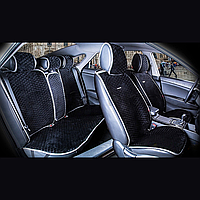 Універсальні накидки на сидіння автомобіля, модель City Чорні із сірим кантом (комплект на передні та задні сидіння)