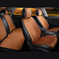 Універсальні накидки на сидіння автомобіля, модель Monaco Коричневі (комплект на передні та задні сидіння)