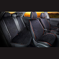 Універсальні накидки на сидіння автомобіля, модель Monaco Чорні червоний кант (комплект на передні та задні сидіння)