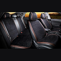 Універсальні накидки на сидіння автомобіля, модель Monaco Чорні коричневий кант (комплект на передні та задні сидіння)