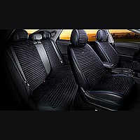 Універсальні накидки на сидіння автомобіля, модель Monaco Чорні синій кант (комплект на передні та задні сидіння)
