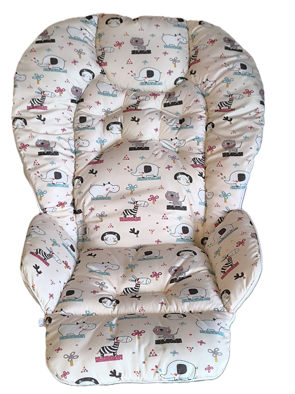 Чохол на стільчик для годування Chicco Polly 2 в 1 плащівка Бегемотики на бежевому DavLu (2in1000016), фото 1