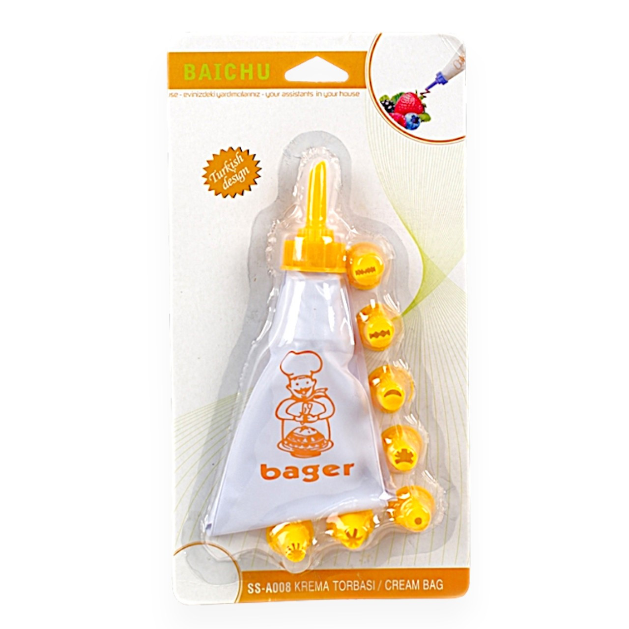 Кондитерський мішок BAGER 29.5 см багаторазовий тканинний з пластиковими насадками 8 шт, фото 1