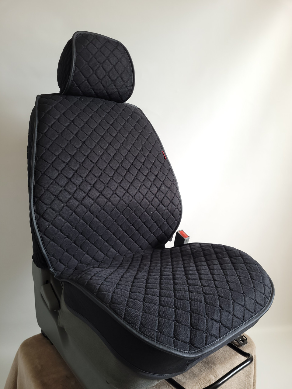 Універсальні автомобільні чохли, накидки на сидіння Linen Cube (чорний з чорною ниткою), фото 1