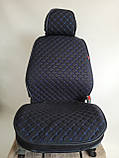 Універсальні автомобільні чохли, накидки на сидіння Linen Cube (Повний комплект, чорний з синьою ниткою), фото 3