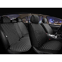 Універсальні автомобільні чохли, накидки на сидіння Linen Cube (Повний комплект, чорний з чорною ниткою)