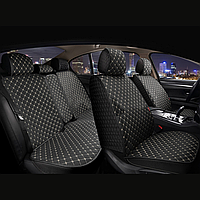 Універсальні автомобільні чохли, накидки на сидіння Linen Cube (Повний комплект, чорний з сірою ниткою)