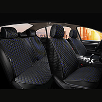 Універсальні автомобільні чохли, накидки на сидіння Sultan (Повний комплект, чорні із з з синьою ниткою)
