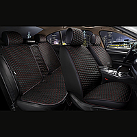 Універсальні автомобільні чохли, накидки на сидіння Sota (Повний комплект, чорні із червоною ниткою)