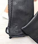 Жіночі шкіряні рукавички з оленячої шкіри, підкладка махра black, фото 3