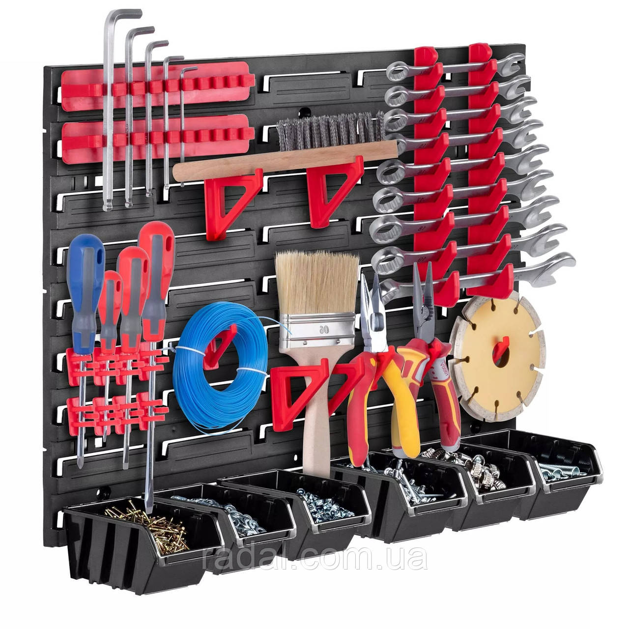 Панель для інструментів Kistenberg 58х39см з тримачами на 6 контейнерів, фото 1