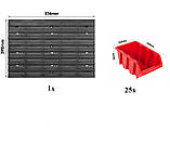 Панель для інструментів Kistenberg 58х39см на 25 червоних контейнерів, фото 3