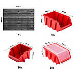 Панель для інструментів Kistenberg 58х78см на 50 червоних контейнерів, фото 3