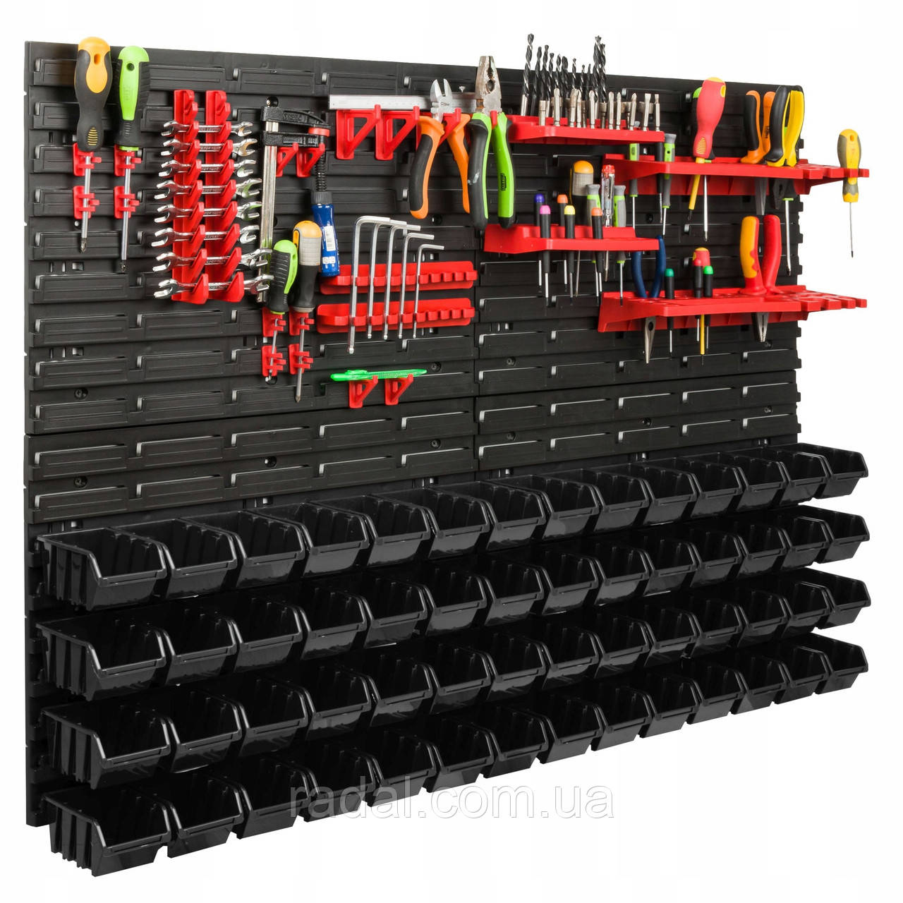 Панель для інструментів Kistenberg 115х78см на 56 чорних контейнерів, фото 1