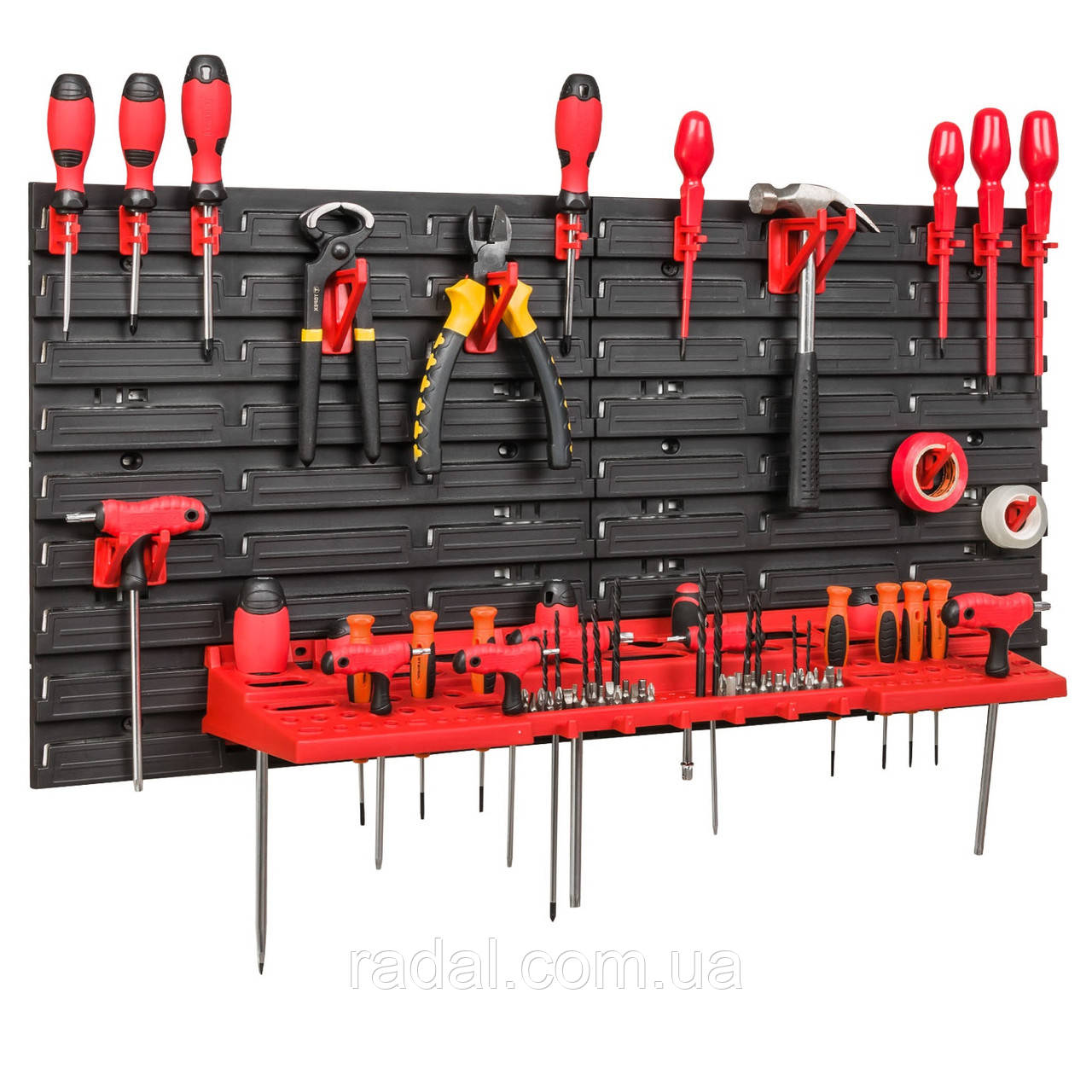 Панель навісна для інструментів 78х39см з поличкою та тримачами, фото 1