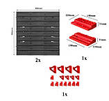 Панель навісна для інструментів 78х39см з подвійною поличкою та тримачами, фото 4