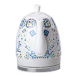 Чайник електричний керамічний електрочайник безшумний 1,5 літра єлектрочайник Sokany SK-09008 мозаїка Білий, фото 4