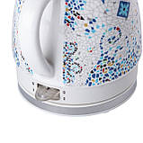 Чайник електричний керамічний електрочайник безшумний 1,5 літра єлектрочайник Sokany SK-09008 мозаїка Білий, фото 7