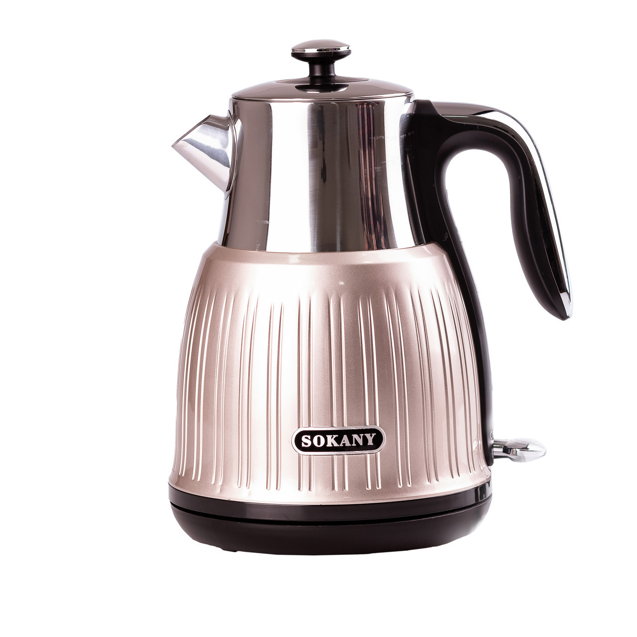 Електро чайник 1.6 літрів чайник електричний електронний металевий нержавіюча сталь єлектрочайник Sokany SKSH1055 Рожевий металік, фото 1