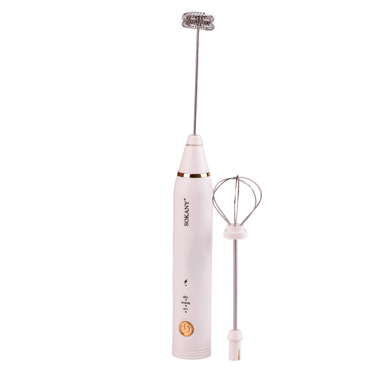 Капучинатор ручний капучінатор для молока спінювач молока ручний акумуляторний Sokany SK-1772 Білий, фото 1