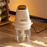 Чоппер кухонний подрібнювач для кухні з чашею на 0.7 л міні подрібнювач електричний 250 Вт Sokany SK-06009BE, фото 7