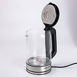 Електрочайник скляний чайник з підсвіткою прозорий електронний для дому єлектрочайник 2.5 літра Sokany SK-09013, фото 3