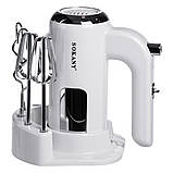 Міксер ручний 2 насадки вінчики та гаки для тесту електроміксер кухонний потужний 800 Вт Білий Sokany SK-02025, фото 3