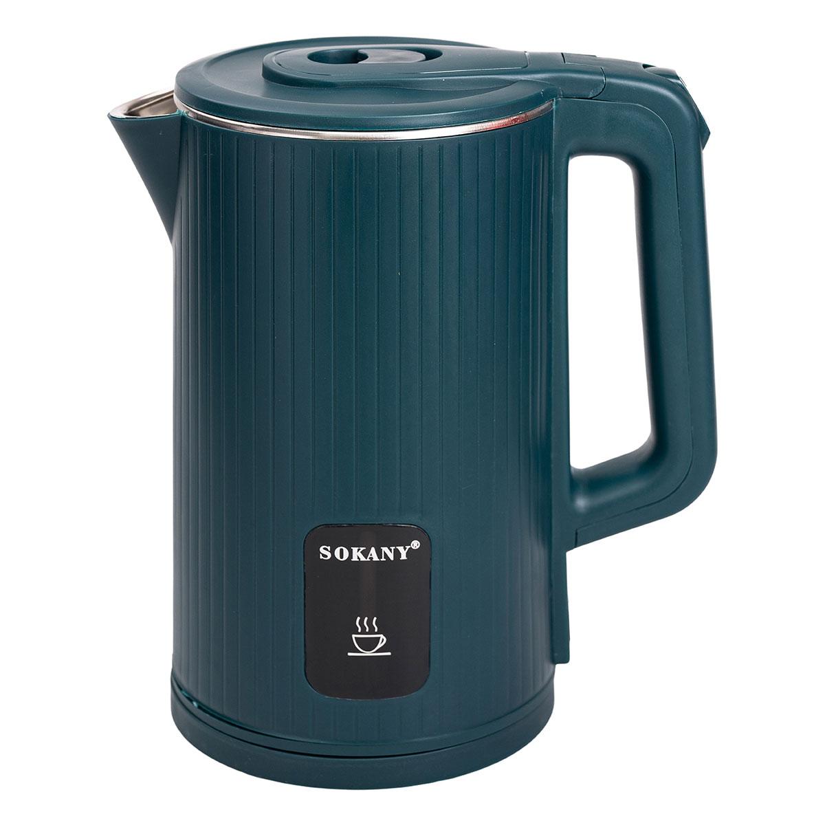 Електрочайник електричний з автоматичним вимкненням 2.5 л єлектрочайник металевий чайник нержавіюча сталь 1500 Вт Sokany, фото 1