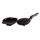 Млинниця електрична занурювальна з антипригарним покриттям діаметр 20 см електромлинниця сковорода для млинців Sokany 650 Вт, фото 2