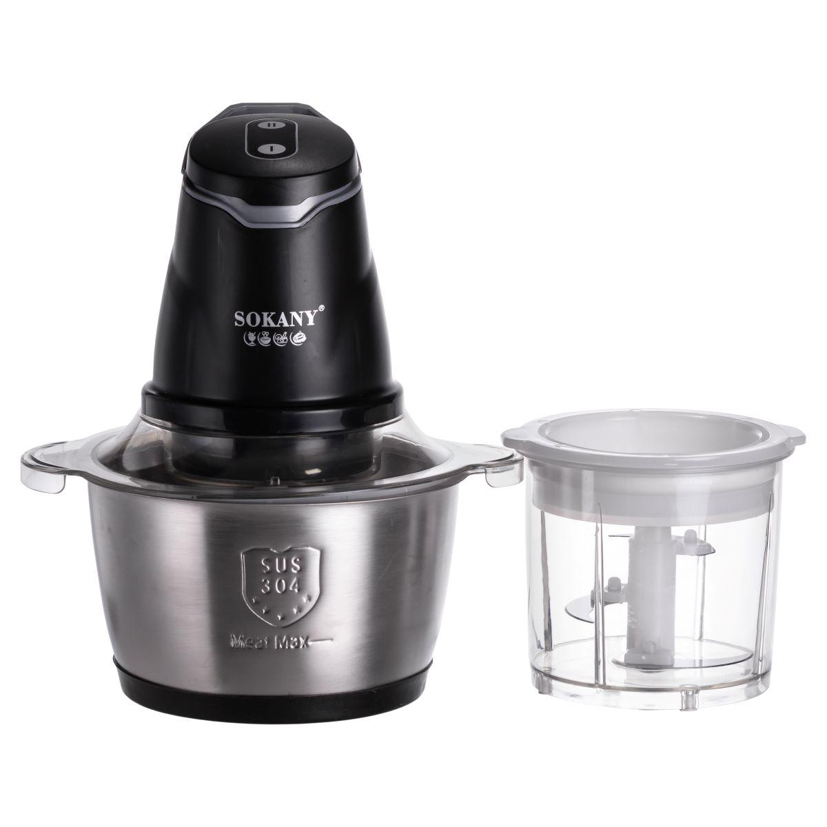 Чоппер кухонний подрібнювач продуктів на кухню електроподрібнювач 2 в 1 з чашею на 1.5 л електричний подрібнювач блендер Sokany, фото 1