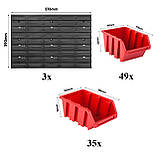 Панель навісна для метизів на 84 червоних контейнерів Kistenberg 58х117см, фото 4