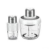 Чоппер кухонний подрібнювач для кухні електричний 2в1 з чашами 0.5 та 1,5 літра електроподрібнювач Sokany 800 Вт Білий SKYM7032B, фото 2