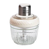 Чоппер кухонний подрібнювач для кухні електричний 2в1 з чашами 0.5 та 1,5 літра електроподрібнювач Sokany 800 Вт Білий SKYM7032B, фото 3