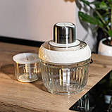 Чоппер кухонний подрібнювач для кухні електричний 2в1 з чашами 0.5 та 1,5 літра електроподрібнювач Sokany 800 Вт Білий SKYM7032B, фото 9