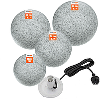 Світильник садовий, Кам’яна лампа куля 4 розміри, SuperLED E27 230V з вилкою