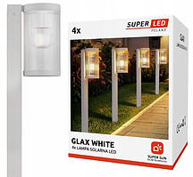 Світильник садовий на сонячній батареї білий, набір 4шт, SuperLED, ліхтар філаментний, наземний