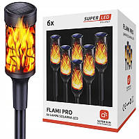Світильник садовий на сонячній батареї SuperLED з імітацією полум’я, набір 6шт