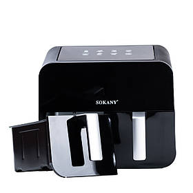 Аерофритюрниця на 10 літрів фритюрниця без олії з двома відділеннями аерогриль 2400 Вт SOKANY чорна SK-10005