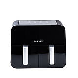 Аерофритюрниця на 10 літрів фритюрниця без олії з двома відділеннями аерогриль 2400 Вт SOKANY чорна SK-10005, фото 4