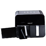 Аерофритюрниця на 10 літрів фритюрниця без олії з двома відділеннями аерогриль 2400 Вт SOKANY чорна SK-10005, фото 5