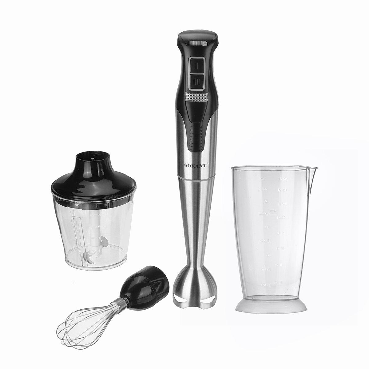 Блендер ручний занурювальний з нержавіючої сталі електричний 1000 Вт блендер подрібнювач із чашею Sokany SK-758-4, фото 1