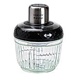 Чоппер кухонний подрібнювач для кухні електричний 2в1 з чашами 0.5 та 1,5 літра електроподрібнювач Sokany 800 Вт Чорний SKYM7032B, фото 3